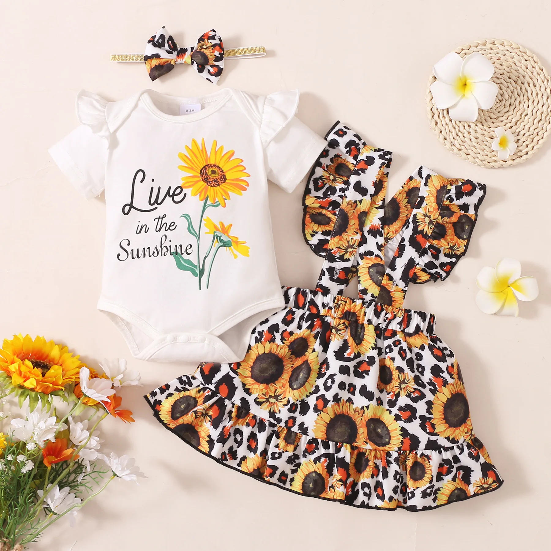 Toddler Baby Girl Clothes Set Sunflower Alphabet Long Sleeve Romper Tops +leopard Print Suspender Skirt Summer Girl Costumes
Toddler Baby Girl Clothes Set Sunflower Alphabet Long Sleeve Romper Tops +leopard Print Suspender Skirt Summer Girl Costumes
