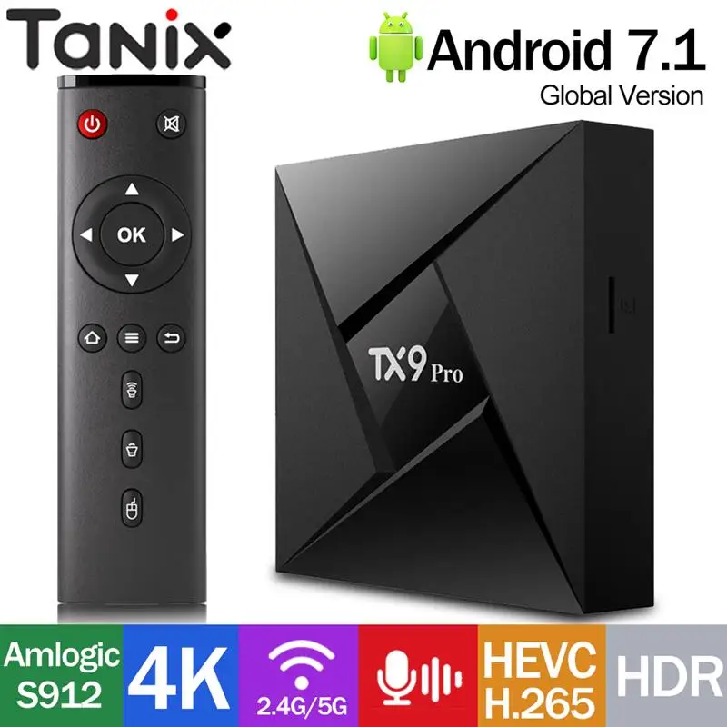 

Оригинальная Смарт ТВ-приставка TANIX TX9 PRO Amlogic S912 8 ядер 64-битный процессор android 7,1 WiFi 4K HDR ТВ-приставка VS TANIX TX9S