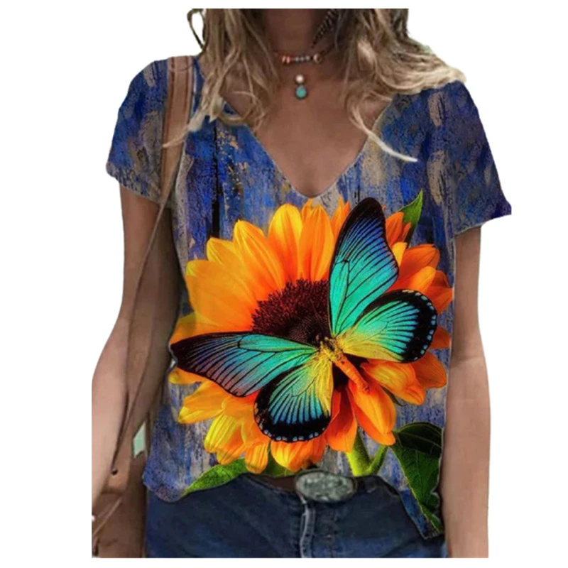 Flower Butterfly Print Summer T Shirt 2021 Women Boho Casual Short Sleeve V-Neck Loose Shirt Plus Size Streetwear Pullovers Tops
Flower Butterfly Print Summer T Shirt 2021 Women Boho Casual Short Sleeve V-Neck Loose Shirt Plus Size Streetwear Pullovers Tops