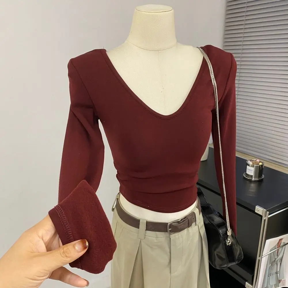Wholesale Autumn Winter V Neck T Shirts Women Long Sleeve Tees Top Elastic Basic Solid Slim Fit Tight Fleeces T Shirt
Wholesale Autumn Winter V Neck T Shirts Women Long Sleeve Tees Top Elastic Basic Solid Slim Fit Tight Fleeces T Shirt