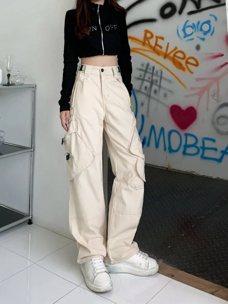 Apricot Cargo Jeans Woman Vintage Streetwear Pockets Wide Leg Pants Korean Fashion New 2yk Trousers Pantalones Mujer
Apricot Cargo Jeans Woman Vintage Streetwear Pockets Wide Leg Pants Korean Fashion New 2yk Trousers Pantalones Mujer