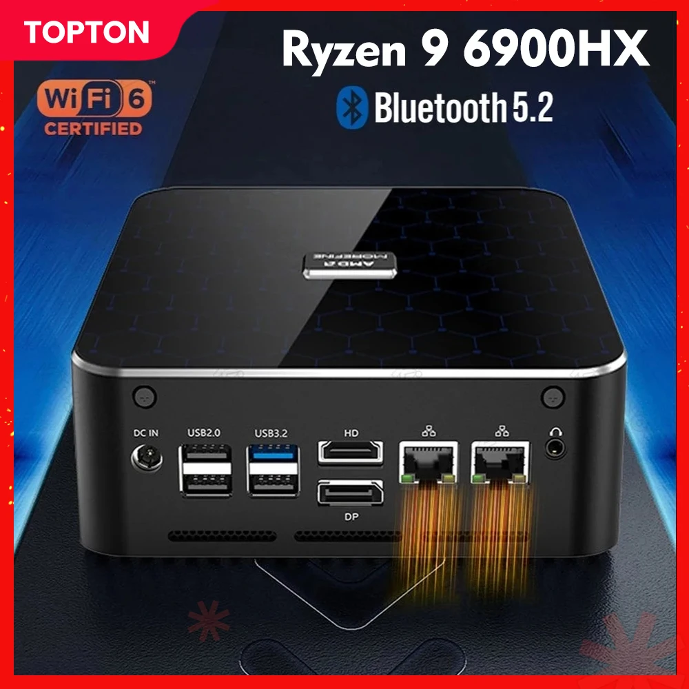 

Gaming Mini PC M600 AMD Rzyen 9 6900HX 7 PRO 6850H Radeon 680M 2xDDR5 2xPCIe4.0 2xLAN Windows 11 Pro Mini Computer Desktop WiFi6