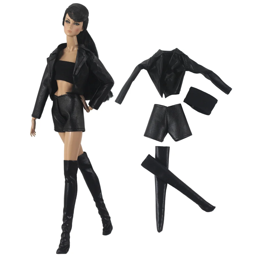 Leather black clothing set / coat + top + short + socks / doll clothes outfit For 30cm Xinyi FR ST Barbie Doll / girls toy Xmas
Leather black clothing set / coat + top + short + socks / doll clothes outfit For 30cm Xinyi FR ST Barbie Doll / girls toy Xmas
