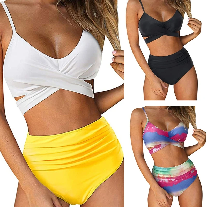 Womens Sexy 2 Pieces Set Ruched Criss for Cross Wrap Tie Back Swimsuit High Waist Tummy Control Colorful Bathing
Womens Sexy 2 Pieces Set Ruched Criss for Cross Wrap Tie Back Swimsuit High Waist Tummy Control Colorful Bathing