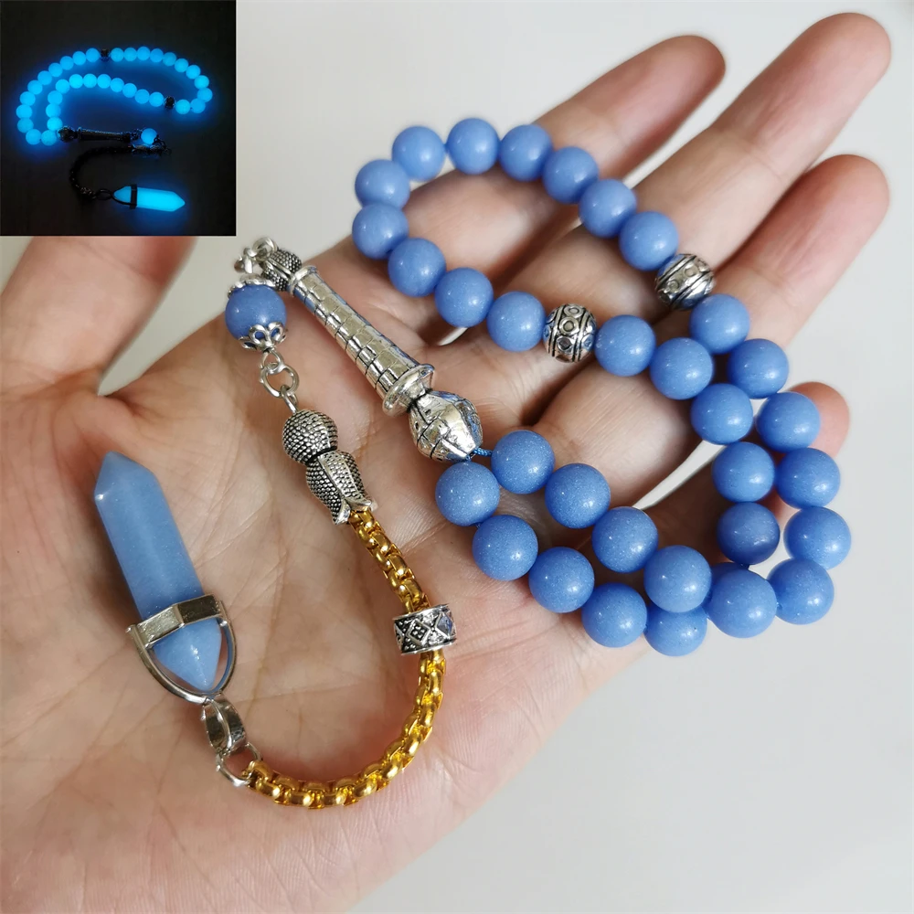 

Man Tasbih glow in dark stone Muslim prayer beads islamic Eid Ramadan Guality Gifts rosary 33 66 99 beads luminous tasbih sibha