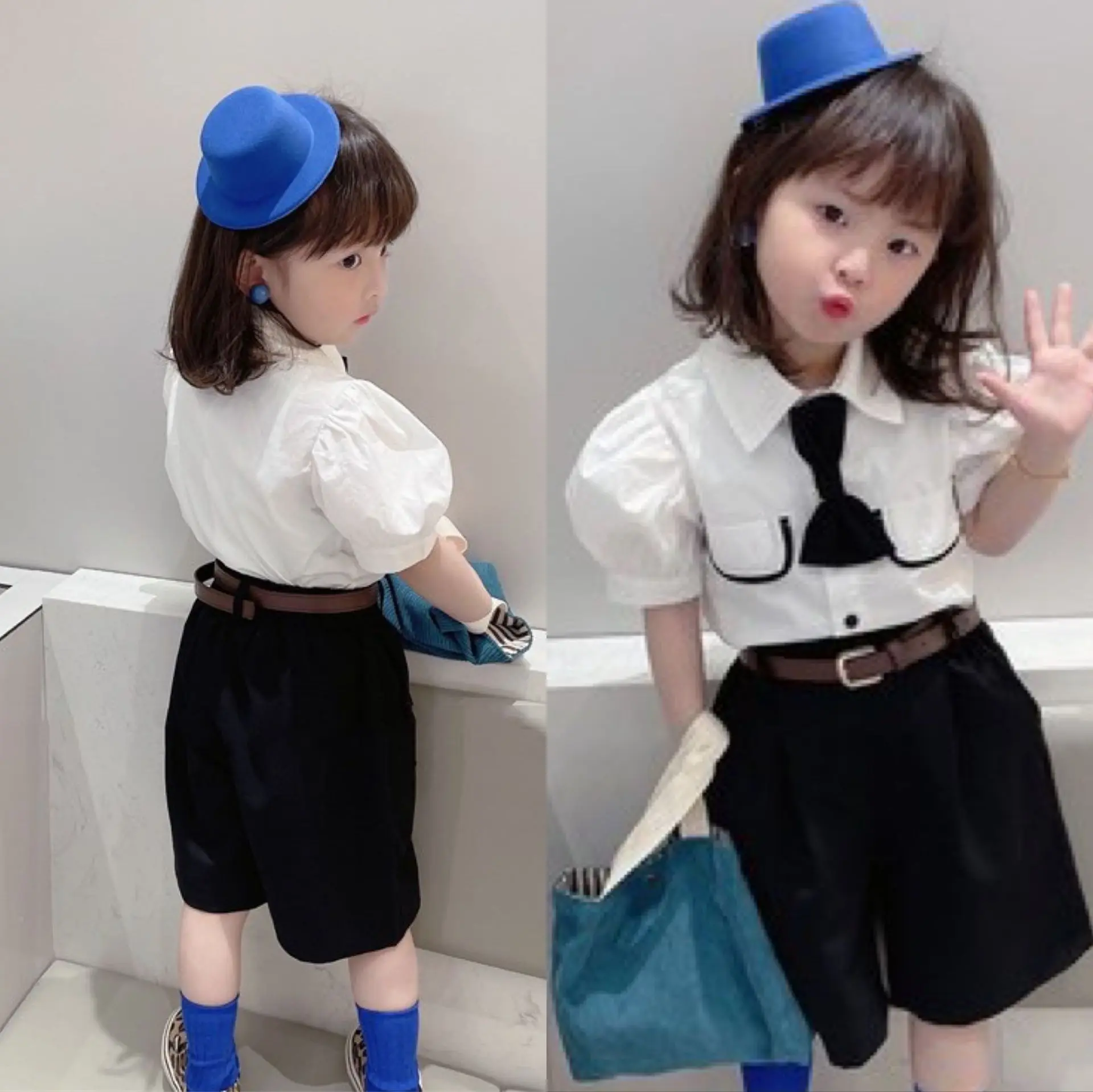 Children's Fashion Suit Summer Girls' Shirt + Short Pants Two Pieces 3-8 Years Old Children's Clothing With Belt
Children's Fashion Suit Summer Girls' Shirt + Short Pants Two Pieces 3-8 Years Old Children's Clothing With Belt