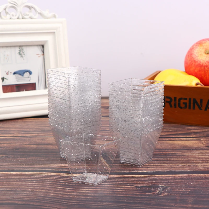 10pcs Plastic Dessert Cups Square Trapezoid Disposable Food Cake Dessert Cup Cube Pudding Sauce Jelly Container 
10pcs Plastic Dessert Cups Square Trapezoid Disposable Food Cake Dessert Cup Cube Pudding Sauce Jelly Container