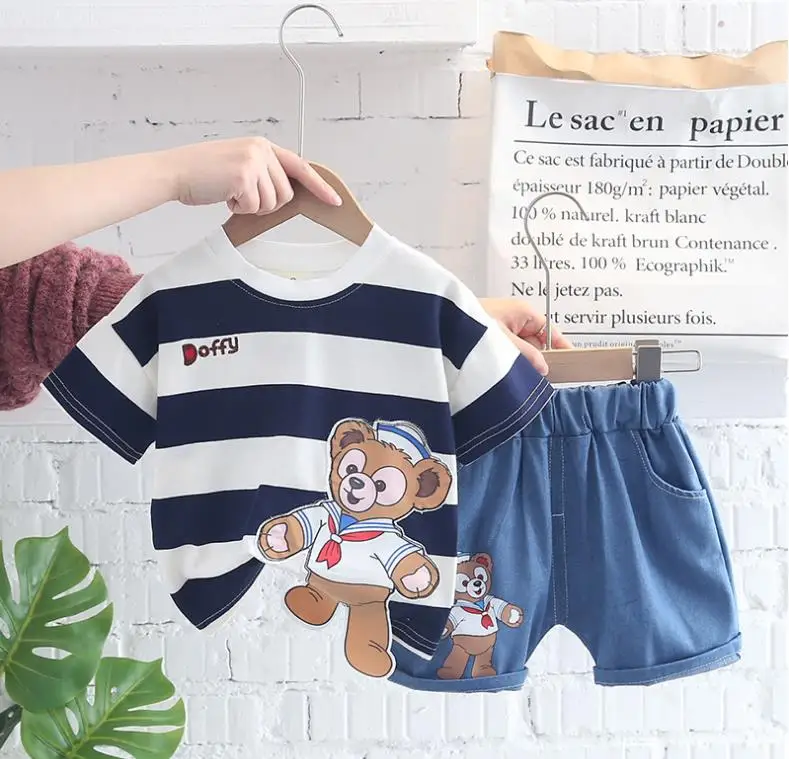 0-5Y Baby Girls boys Summer Clothes Set Fashion Newborn Infant Striped cartoon print T-shirts+shorts 2pcs Toddler bebes Outfits
0-5Y Baby Girls boys Summer Clothes Set Fashion Newborn Infant Striped cartoon print T-shirts+shorts 2pcs Toddler bebes Outfits