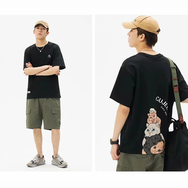 Summer Short Sleeve T-Shirt Men's 2023 New ins Trend Brand Versatile Cartoon Cat Print Top Loose Men's Free Shipping Top
Summer Short Sleeve T-Shirt Men's 2023 New ins Trend Brand Versatile Cartoon Cat Print Top Loose Men's Free Shipping Top