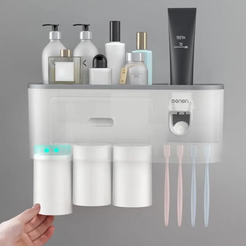 Wall-mounted Toothbrush Holder With 2 Toothpaste Dispenser Punch-free Bathroom Storage For Home Waterproof Bathroom Accessories
Wall-mounted Toothbrush Holder With 2 Toothpaste Dispenser Punch-free Bathroom Storage For Home Waterproof Bathroom Accessories