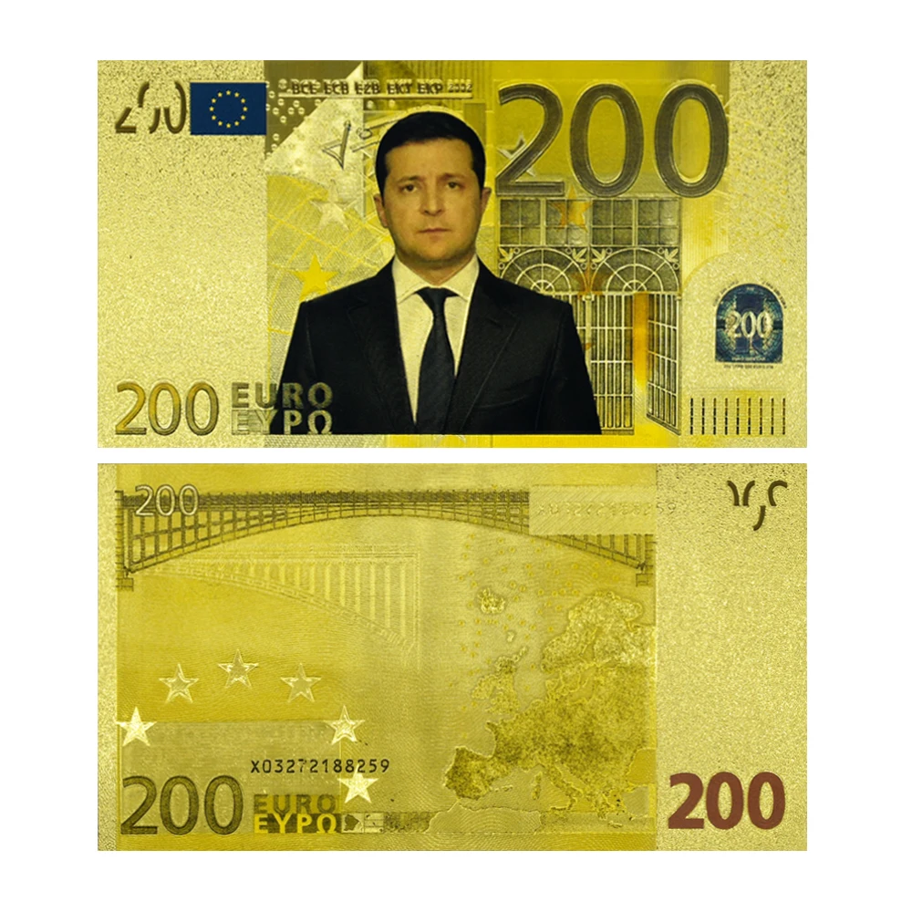 New Design Zelensky Euro 200 500 Gold Foil Banknotes Zelensky Ukraine Hryvnia 500 Face Value Banknotes for Collection
New Design Zelensky Euro 200 500 Gold Foil Banknotes Zelensky Ukraine Hryvnia 500 Face Value Banknotes for Collection