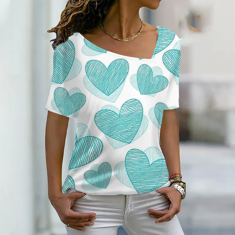 Fashion Women's T-shirt Love Harajuku Skew Collar Tees 2023 Designer Y2k Clothes Summer Street Oversized T Shirts Woman Tops 5XL
Fashion Women's T-shirt Love Harajuku Skew Collar Tees 2023 Designer Y2k Clothes Summer Street Oversized T Shirts Woman Tops 5XL