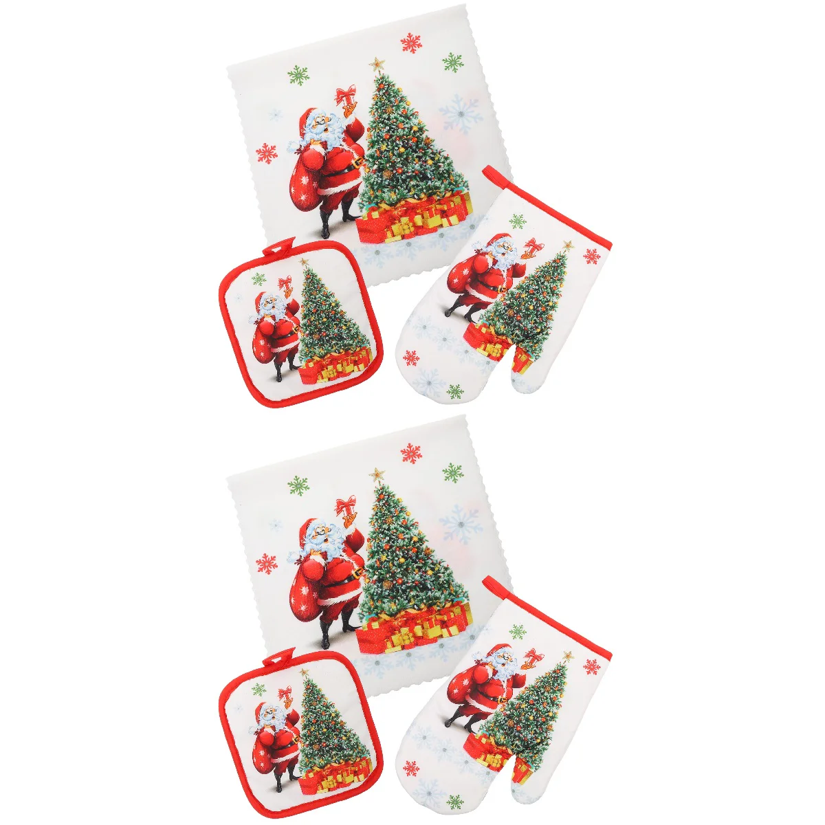 2 Sets Multifunctional Snow Polyester Pot Pad Christmas Themed Oven Mitts Multi-function Oven Glove for Kitchen
2 Sets Multifunctional Snow Polyester Pot Pad Christmas Themed Oven Mitts Multi-function Oven Glove for Kitchen