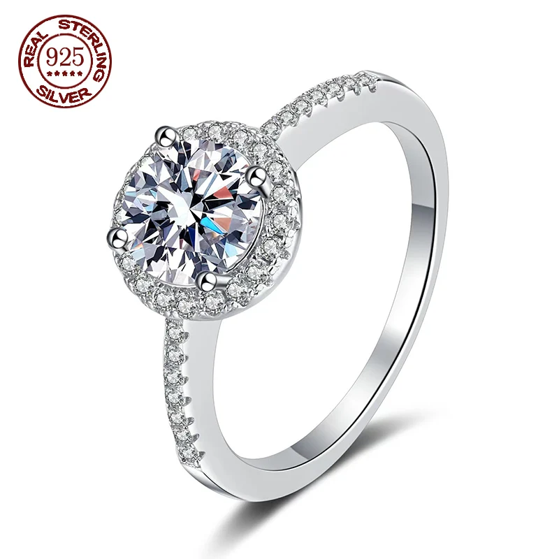 Factory Price 100% S925 Sterling Silver 0.5-2ct D Color Moissanite Diamond Round Ring For Women Wedding Fine Jewelry
Factory Price 100% S925 Sterling Silver 0.5-2ct D Color Moissanite Diamond Round Ring For Women Wedding Fine Jewelry