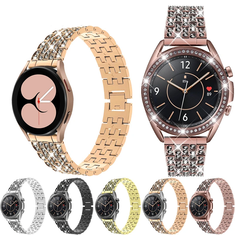 

Watch Strap for Samsung Galaxy Watch5/4 40/44mm Watch5 Pro 45mm Watch4 Classic 42mm 46mm Diamond Metal Link Bracelet Band 20mm