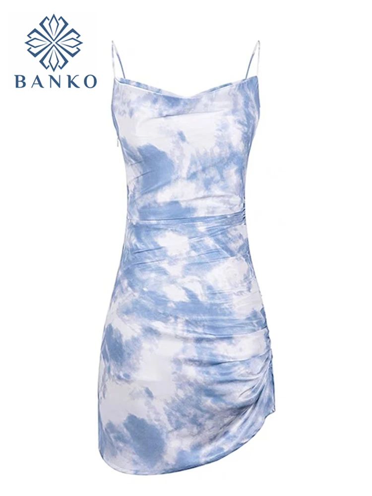 Tie Dye Print Mini Dresses Woman Fashion Sexy Backless Folds V-neck Sleeveless Club Party Holiday Satin Spaghetti Strap Dresses
Tie Dye Print Mini Dresses Woman Fashion Sexy Backless Folds V-neck Sleeveless Club Party Holiday Satin Spaghetti Strap Dresses