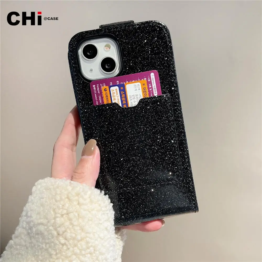 black Glitter leather Flip wallet case for iphone 14 13 12 11 pro max Luxury elegant card holder wallet cover 
black Glitter leather Flip wallet case for iphone 14 13 12 11 pro max Luxury elegant card holder wallet cover