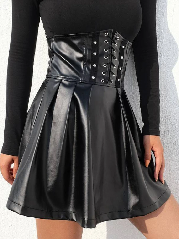 Gothic Punk Waist Strap Skirt Leather Skirt Retro Strap Waist Dance Performance Punk Pleated Skirt High Waist Slim black skirt
Gothic Punk Waist Strap Skirt Leather Skirt Retro Strap Waist Dance Performance Punk Pleated Skirt High Waist Slim black skirt