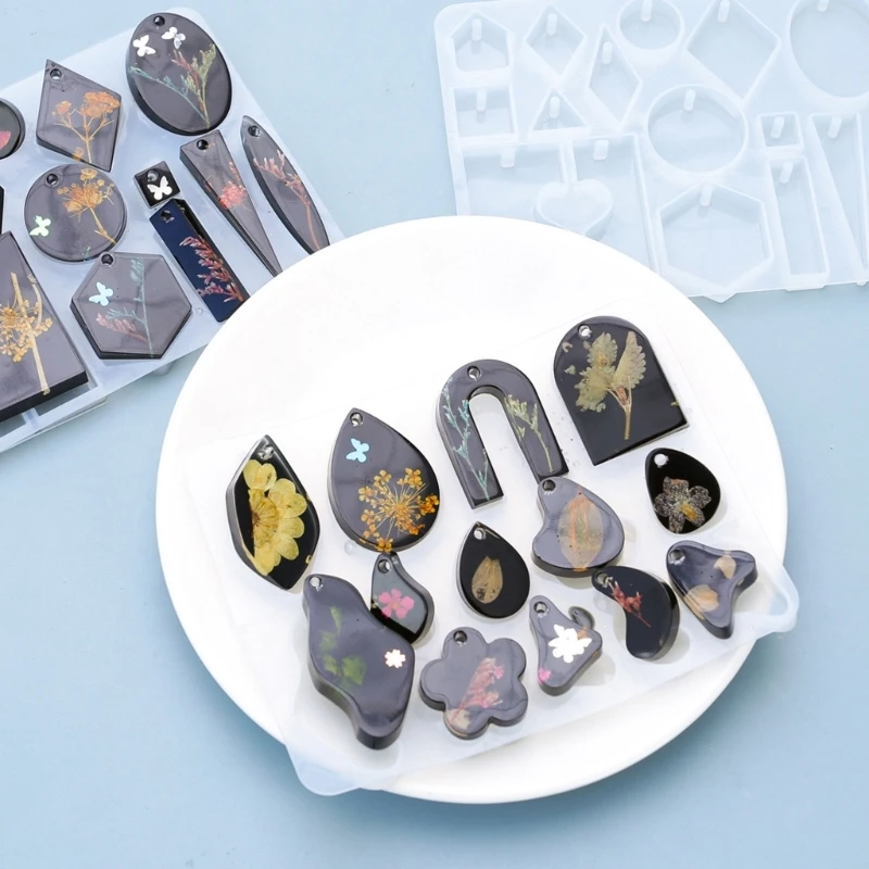 Форма для подвесок «сделай сам», форма для смолы, форма для ювелирных изделий разной формы с отверстиями для рукоделия