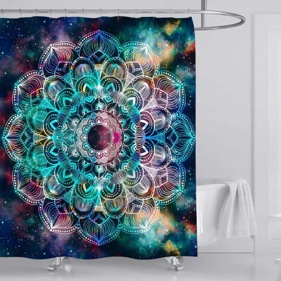 Mandala Flower Fabric Shower Curtain Set with Hooks Waterproof Indian Bohemian Green Blue Chic Bathroom Bath Curtain Home Decor 
Mandala Flower Fabric Shower Curtain Set with Hooks Waterproof Indian Bohemian Green Blue Chic Bathroom Bath Curtain Home Decor