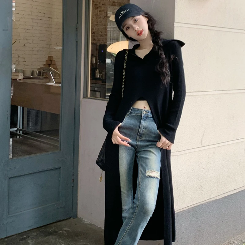 Women Solid Color Casual Long Sweaters 2023 Autumn Lady Elegant Slit Long Sleeve Pullover Sweater Outdoor Streetwear Knitted Top
Women Solid Color Casual Long Sweaters 2023 Autumn Lady Elegant Slit Long Sleeve Pullover Sweater Outdoor Streetwear Knitted Top