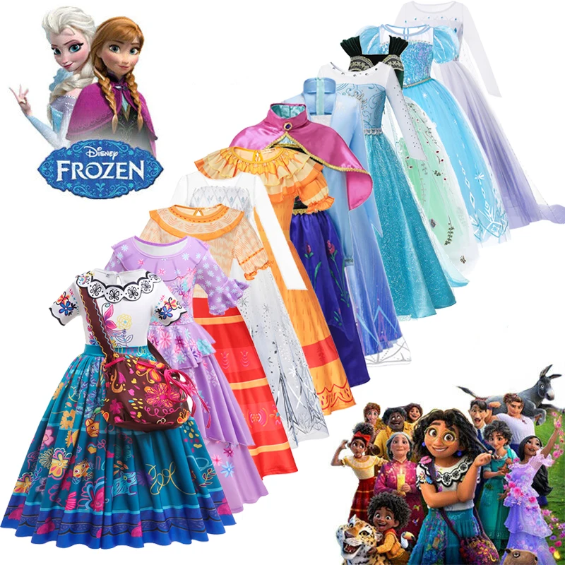 

Disney Frozen Elsa Princess Party Dress up for Girls Halloween Encanto Mirabel Isabela Costume Kids Anna Cinderella Robe Clothes