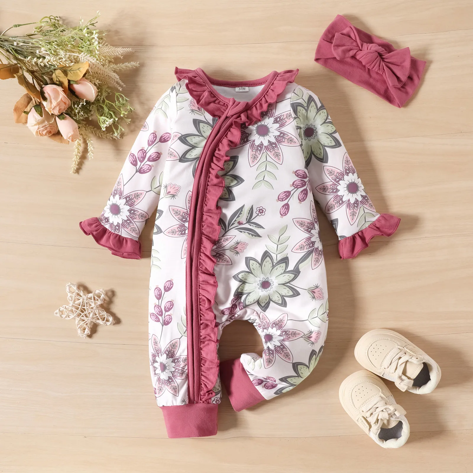 Newborn Long Sleeve Jumpsuit Infant Baby Girls Spring Clothes Ruffle Floral Romper Zippers Bodysuit With Headband 2Pcs Outfits
Newborn Long Sleeve Jumpsuit Infant Baby Girls Spring Clothes Ruffle Floral Romper Zippers Bodysuit With Headband 2Pcs Outfits