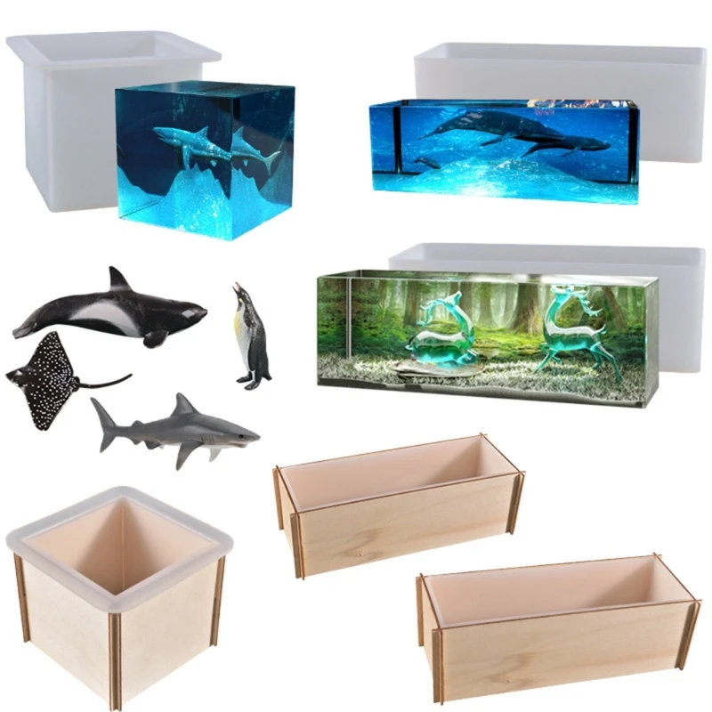 

Square Resin Silicone Molds Sea Marine Animal Model Mini Ornaments Resin Fillers for Landscape Decoration DIY Crafts Y08E