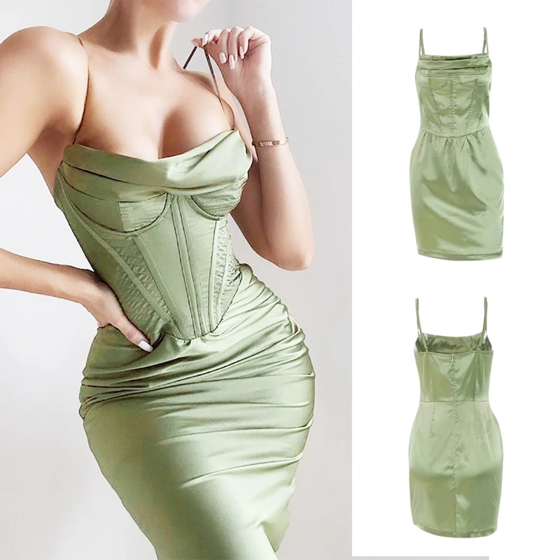 Spaghetti Strap Satin Corset Slip Dress Bodycon Ruched Elegant Midi Dresses Party Night Club
Spaghetti Strap Satin Corset Slip Dress Bodycon Ruched Elegant Midi Dresses Party Night Club
