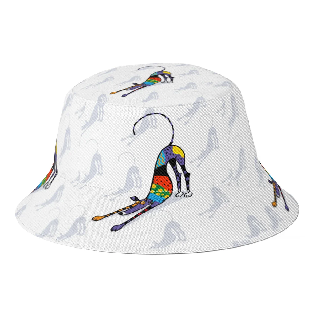 

2022 New Summer Kaleidoscope Bowdown Greyhound Bucket Hats for Unisex Beach Foldable Bob Fisherman Hat Girls Boys Panama Cap