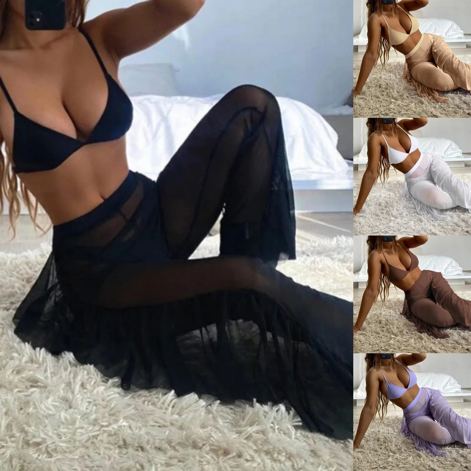 Fashion Swimwear Women 2022 Fashion Sexy Solid Color Lace-up Waist Ruffle Bikini Mesh-pants Three-pieces Swimsuit Bikini Set
Fashion Swimwear Women 2022 Fashion Sexy Solid Color Lace-up Waist Ruffle Bikini Mesh-pants Three-pieces Swimsuit Bikini Set
