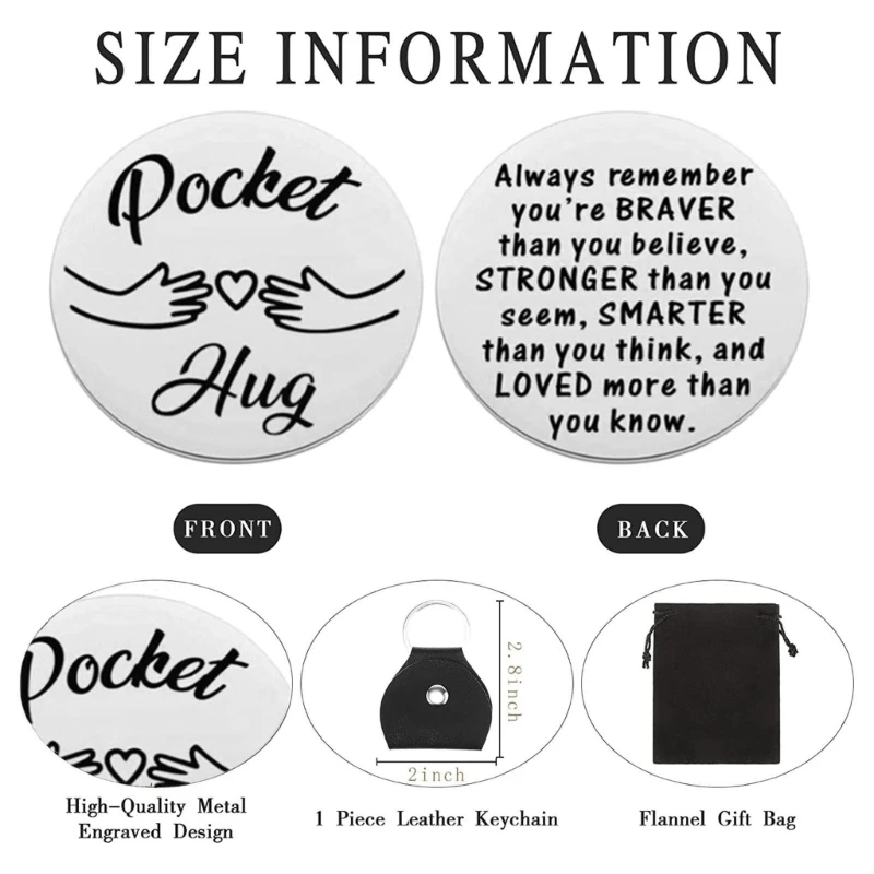 Pocket Hug with PU Leather Keychain Double Sided Inspirational Quotes Gift 264E
Pocket Hug with PU Leather Keychain Double Sided Inspirational Quotes Gift 264E