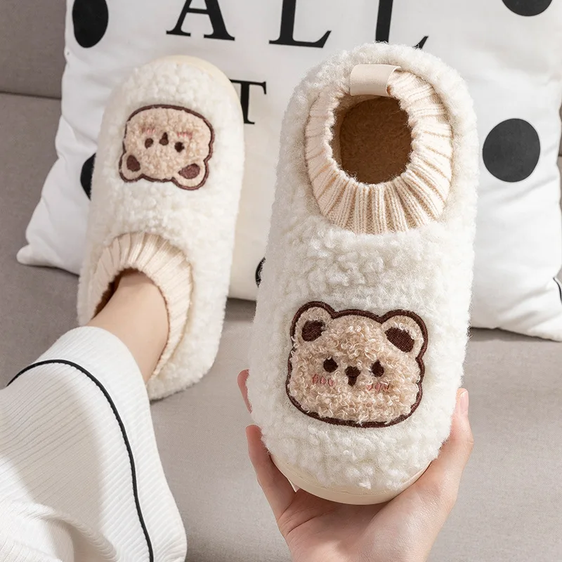Plush Warm Slippers for Adult Cover Heel Home Cotton Shoes Women Men Winter indoor Footwear Couple Slides Cute Bear Shoes
Plush Warm Slippers for Adult Cover Heel Home Cotton Shoes Women Men Winter indoor Footwear Couple Slides Cute Bear Shoes