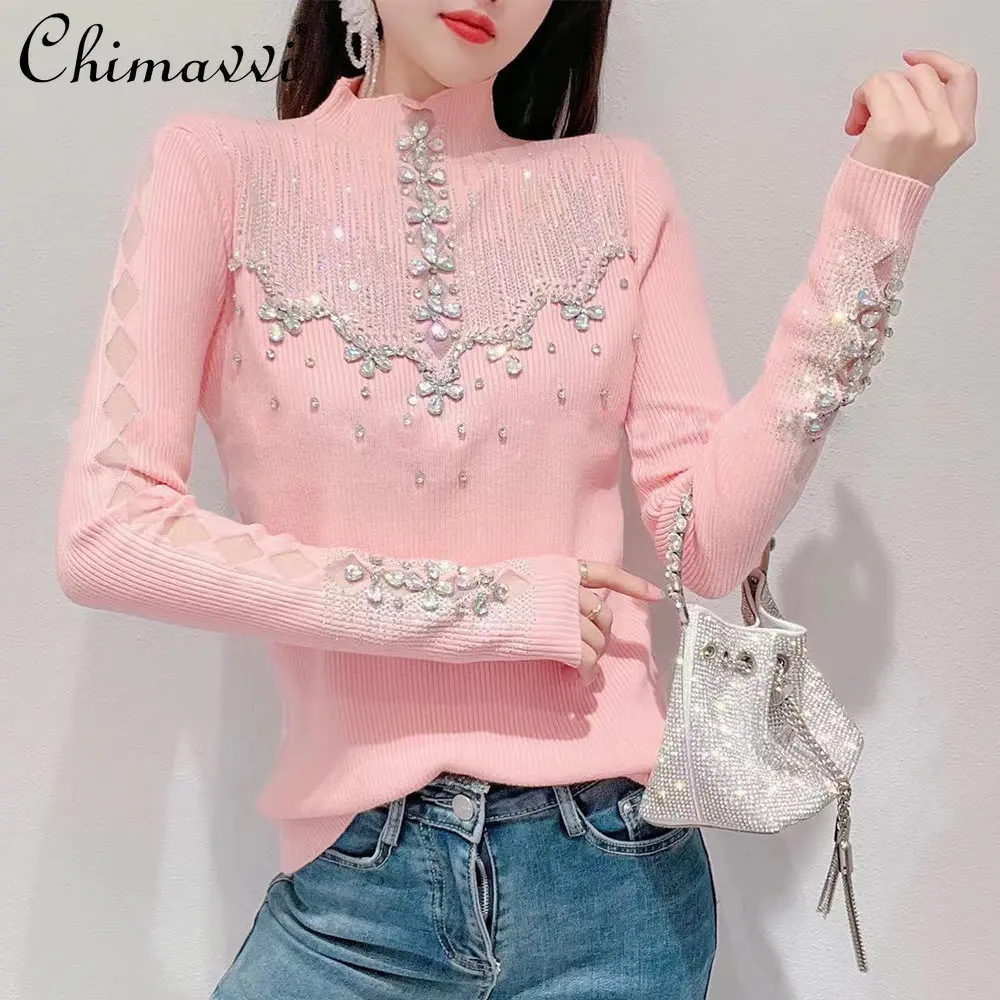 Sweet Knitted Sweater Women's 2023 Autumn Winter New Korean Style Sweet Luxury Rhinestone Slim Elegant Pullover All-Matching Top
Sweet Knitted Sweater Women's 2023 Autumn Winter New Korean Style Sweet Luxury Rhinestone Slim Elegant Pullover All-Matching Top