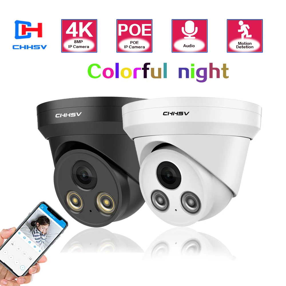 New HD 4K 8MP Colorful POE IP Cam Metal Dome Security Camera Full Color Night Vision 50m Mic/Audio Surveillance Video IP67 H.265
New HD 4K 8MP Colorful POE IP Cam Metal Dome Security Camera Full Color Night Vision 50m Mic/Audio Surveillance Video IP67 H.265