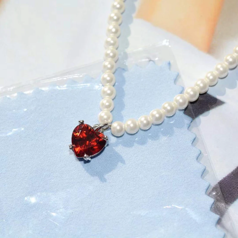 Classic 925 sterling silver ruby pearl necklace luxury sweet heart-shaped collarbone chain pendant wedding love jewelry
Classic 925 sterling silver ruby pearl necklace luxury sweet heart-shaped collarbone chain pendant wedding love jewelry