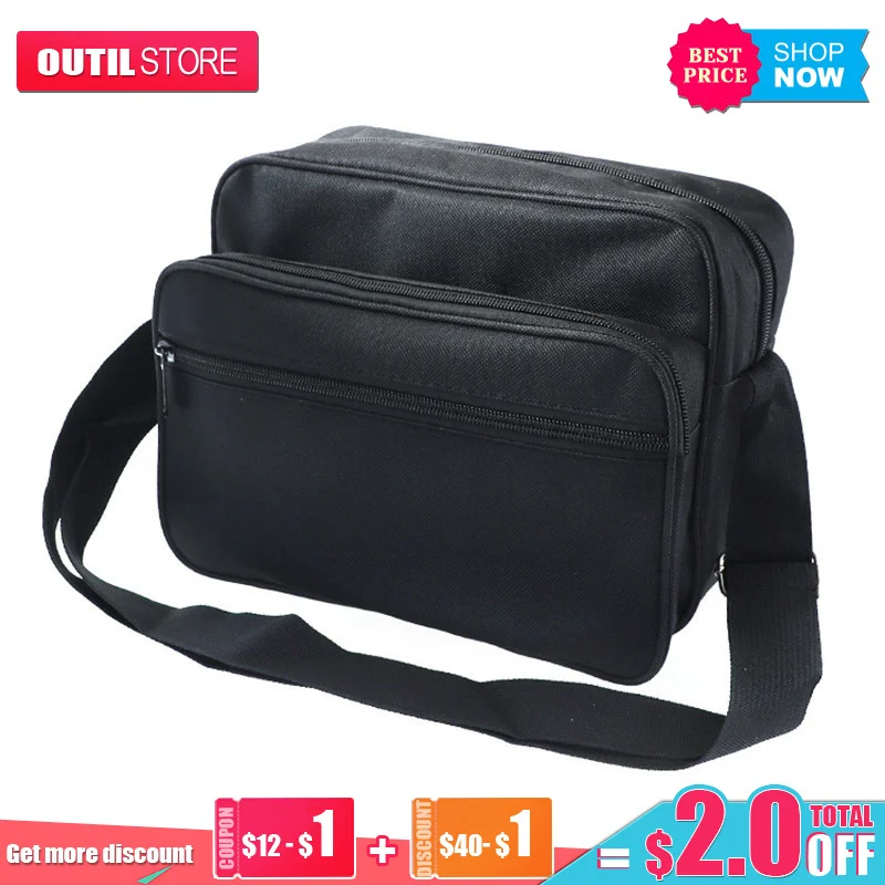 Realmote Multifunctional Shoulder Bag Wear-resistant Storage Tool Kit Black Canvas Satchel Package For Maintenance Electrician |