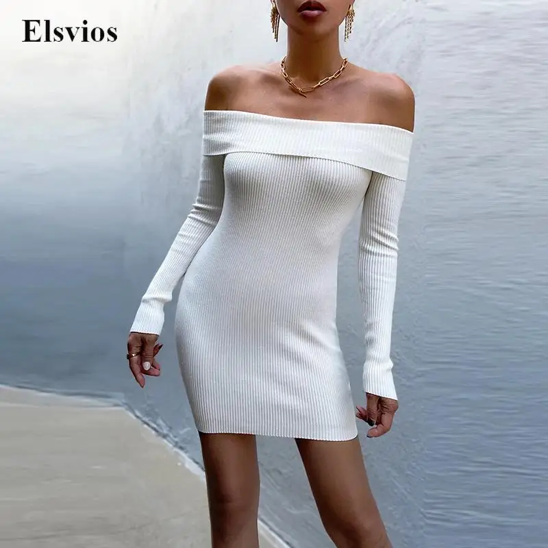 Elegant Slash Neck Rib Knitted Bodycon Dress Autumn Sexy Off Shoulder Women Mini Dress New Fashion Long Sleeve Solid Party Dress
Elegant Slash Neck Rib Knitted Bodycon Dress Autumn Sexy Off Shoulder Women Mini Dress New Fashion Long Sleeve Solid Party Dress