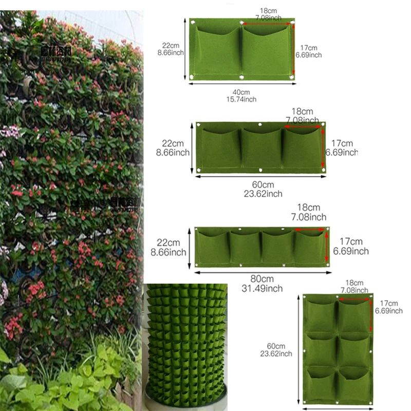 

Wall Hanging Planting Bags Pockets Green Grow Bag Planter Vertical Garden Vegetable Living Bonsai Bag Flower Home Supply