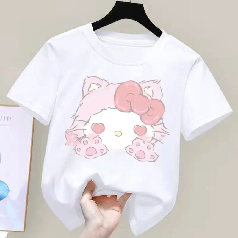Sanrio Family Children's Short-sleeved Kuromi Hello Kitty Anime T-shirt Clothes Girly Heart Soft Clothes Kawaii Birthday Gift
Sanrio Family Children's Short-sleeved Kuromi Hello Kitty Anime T-shirt Clothes Girly Heart Soft Clothes Kawaii Birthday Gift