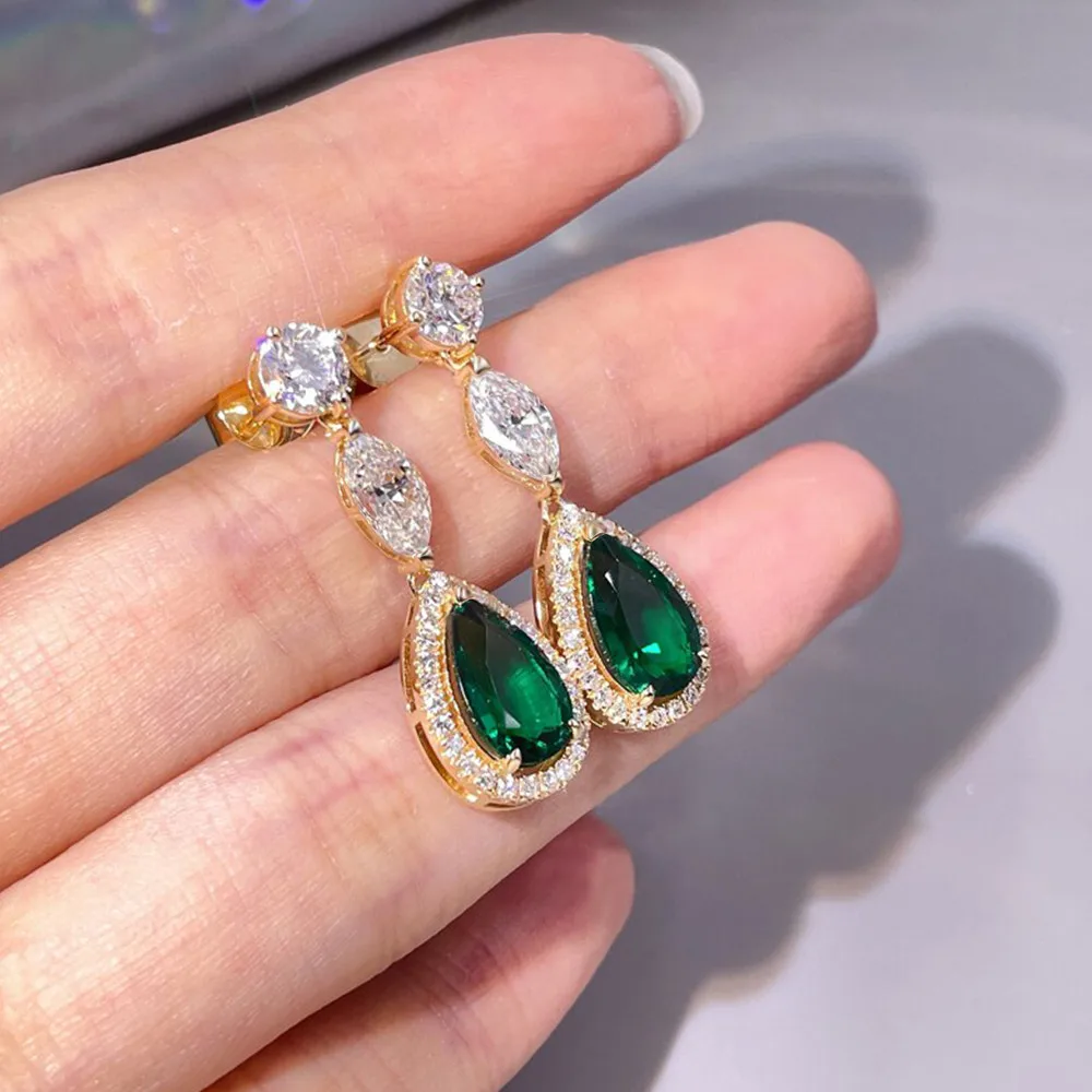 Huitan Luxury Gold Color Women Earrings Pear Shape Green Cubic Zirconia Drop Earrings Elegant Bride Wedding Accessories Jewelry
Huitan Luxury Gold Color Women Earrings Pear Shape Green Cubic Zirconia Drop Earrings Elegant Bride Wedding Accessories Jewelry