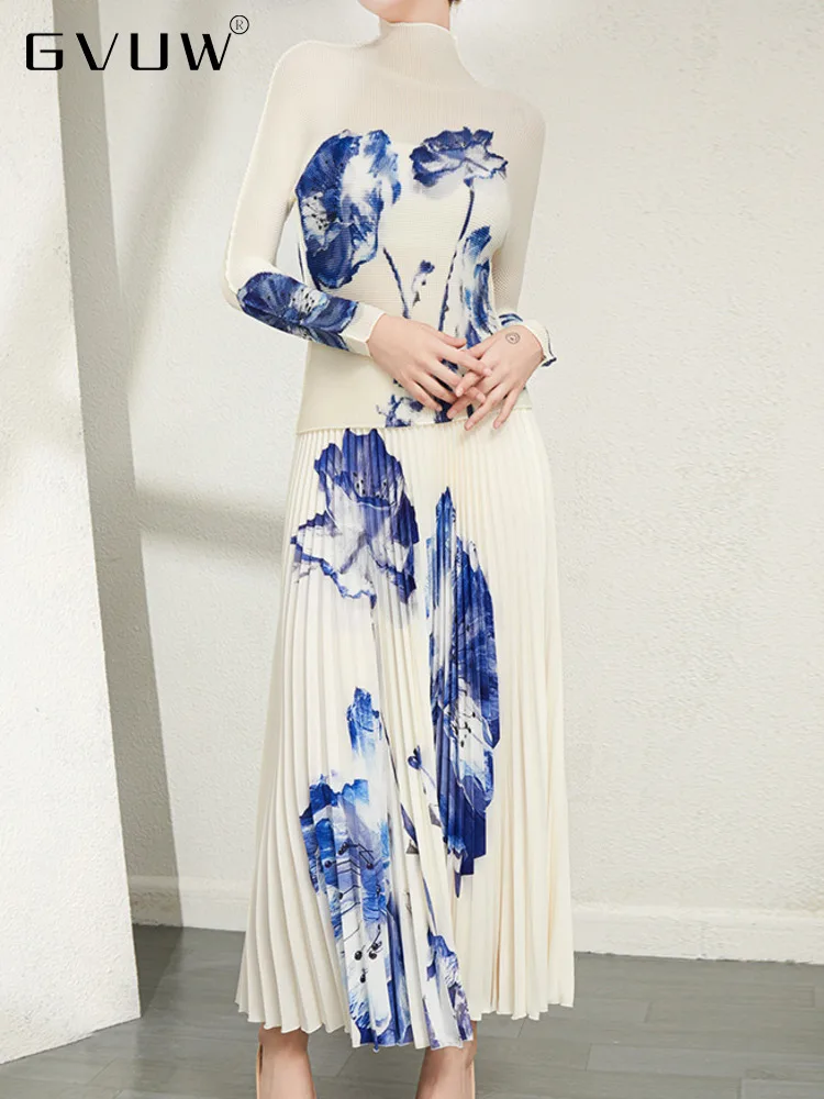 GVUW Pleated Print Fashion Sets 2023 Autumn New Elegant Slim Top + Medium Long Elastic Waist Skirts For Women 2 Pieces 17G0173
GVUW Pleated Print Fashion Sets 2023 Autumn New Elegant Slim Top + Medium Long Elastic Waist Skirts For Women 2 Pieces 17G0173