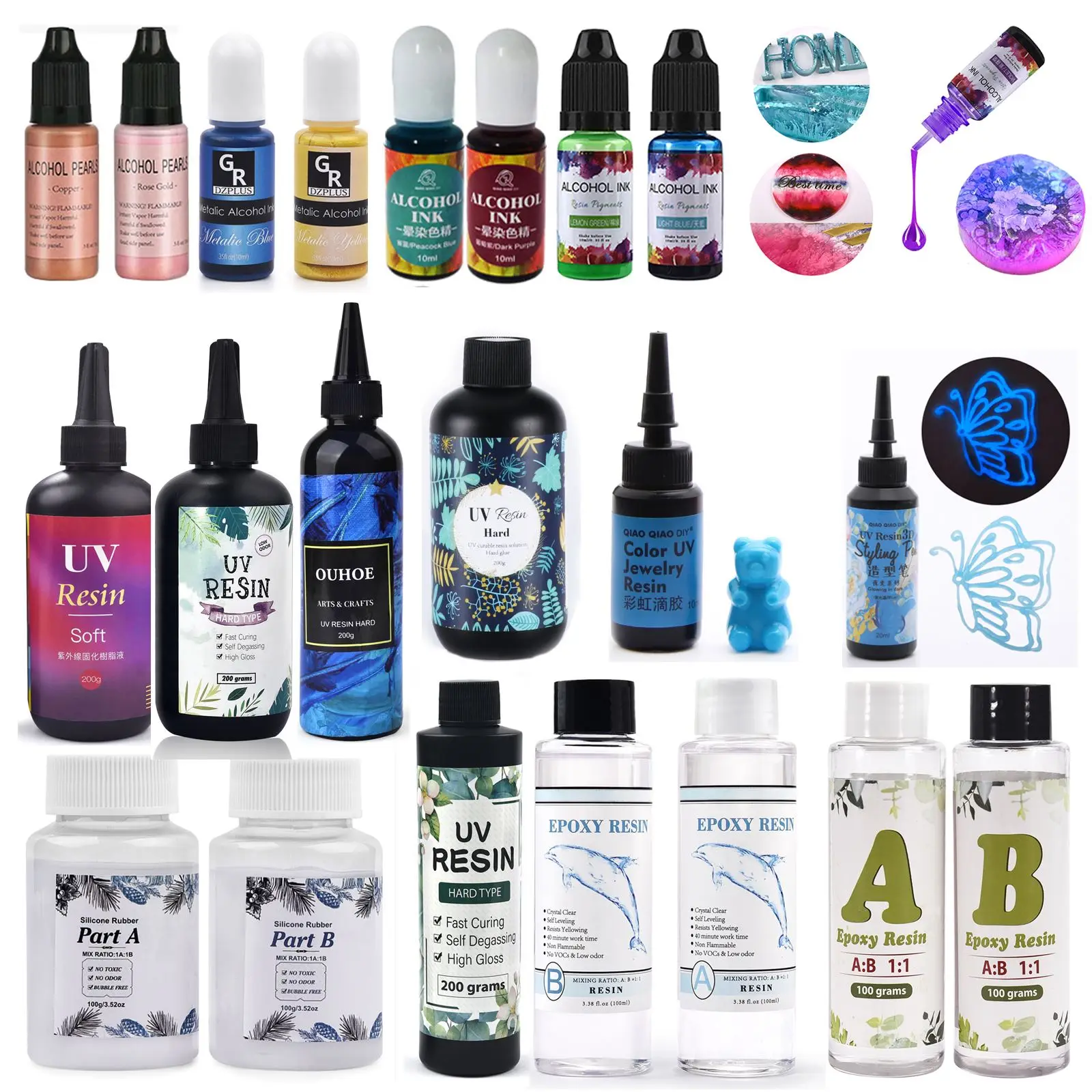 Alcohol Ink Resin Pigment Set AB Epoxy Resin Glue UV Glue Luminous UV Resin 3D Styling Pen Set DIY Jewelry Making Accessories
Alcohol Ink Resin Pigment Set AB Epoxy Resin Glue UV Glue Luminous UV Resin 3D Styling Pen Set DIY Jewelry Making Accessories