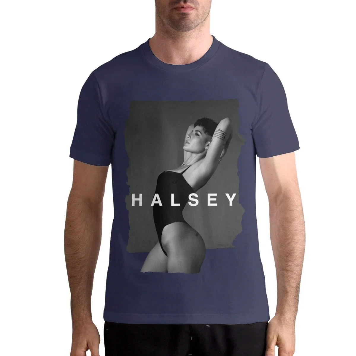 Audry A Aeorge Halsey Мужская футболка из ультра хлопка модные футболки темно-синие 6XL