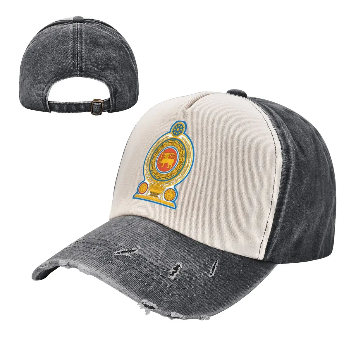 

Emblem Of Sri Lanka Color Blocking Distressed Baseball Cap Dad Hats Men Women Vintage Washed Cotton Trucker Adjustable Gift