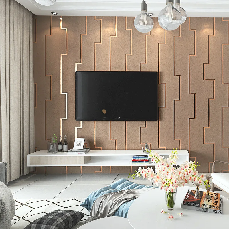 modern Chinese velvet wallpaper simple bedroom living room stripe 3D TV background wall wallpaper wholesale
modern Chinese velvet wallpaper simple bedroom living room stripe 3D TV background wall wallpaper wholesale