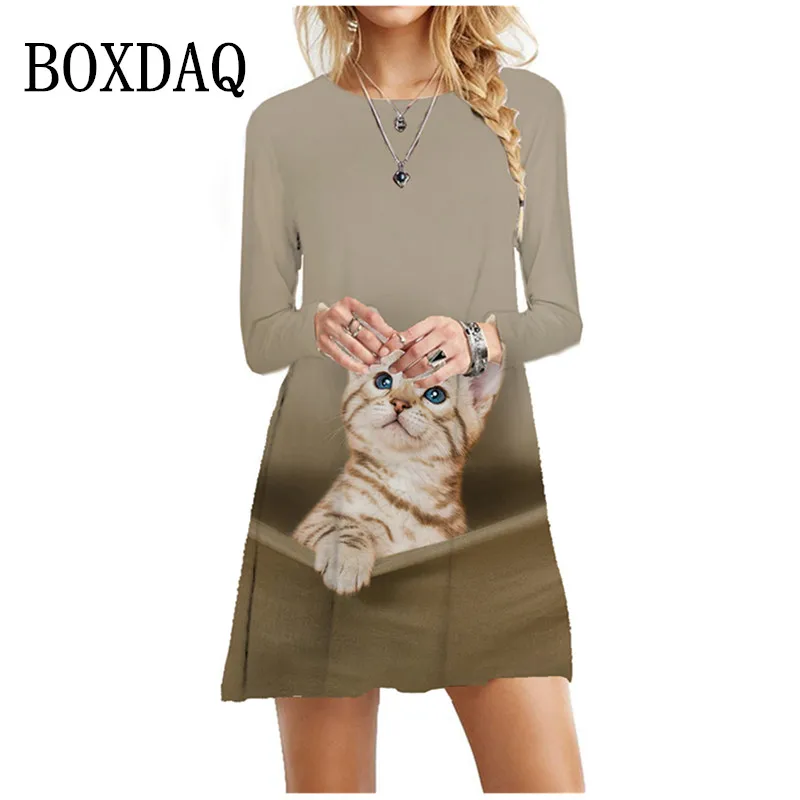 Long Sleeve Women Funny Cats Print Dress Autumn Fashion O-Neck Loose Oversized Clothing Casual Trendy Ladies A-Line Mini Dress
Long Sleeve Women Funny Cats Print Dress Autumn Fashion O-Neck Loose Oversized Clothing Casual Trendy Ladies A-Line Mini Dress