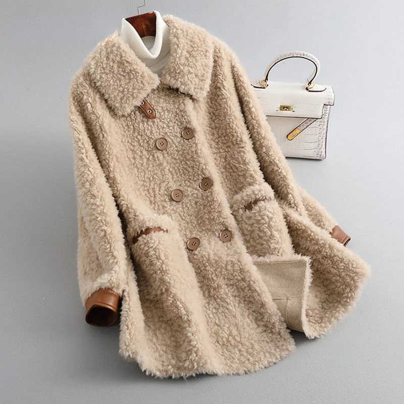 Women 2021 Winter New Natural Sheep Fur Coat Female Real Sheep Shearling Fur Jacket Double Breasted Casual Warm Overcoats A288
Women 2021 Winter New Natural Sheep Fur Coat Female Real Sheep Shearling Fur Jacket Double Breasted Casual Warm Overcoats A288