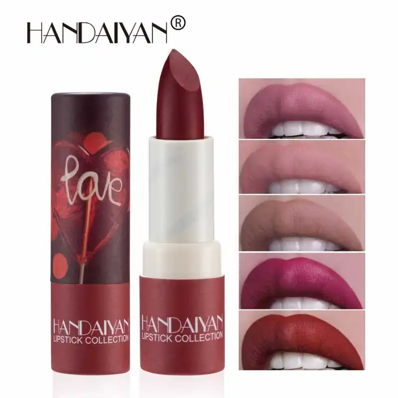 

Handaiyan 8 Colors Matte Waterproof Velvet Nude Lipstick Sexy Red Brown Lip Matt Pigments Makeup Long Lasting Profissional