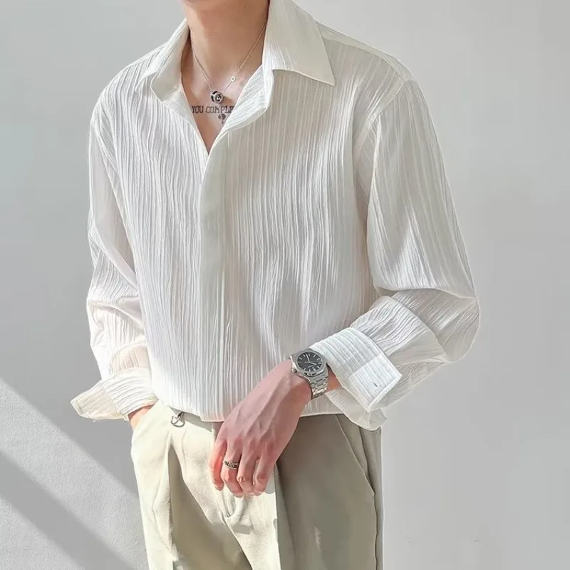 Spring and Autumn Ins Pleated Striped Shirt Men's Long-sleeved Niche Temperament Light Familiar Wind Drape Shirt
Spring and Autumn Ins Pleated Striped Shirt Men's Long-sleeved Niche Temperament Light Familiar Wind Drape Shirt
